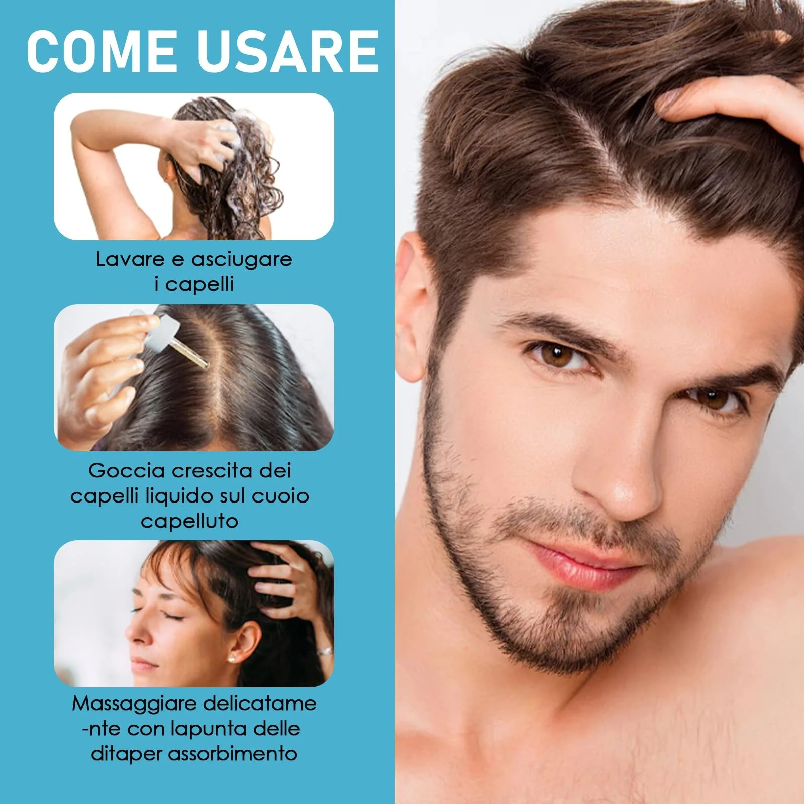 Сироватка для росту волосся 60 мл, проти випадіння волосся для жінок і чоловіків, фото №3