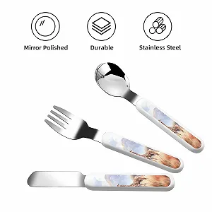 Набір дитячих столових приборів з принтом Жираф Африканська Саванна, 3 предмети synthetic.ua - Фото 1