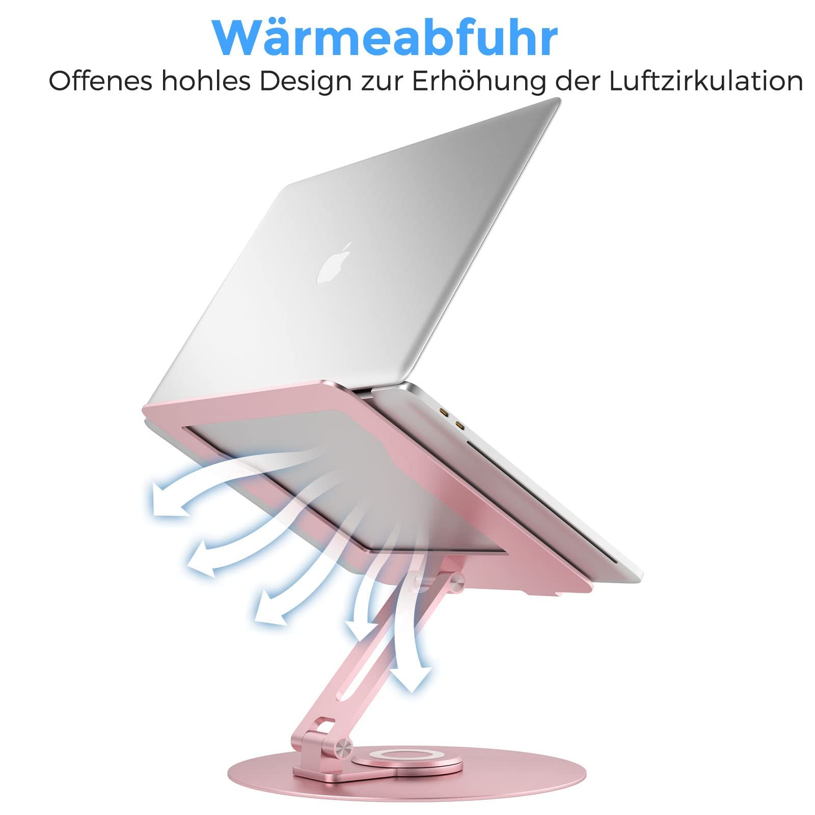 Підставка для ноутбука з круглою основою, що обертається на 360 градусів, ергономічна, фото №7 Підставка для ноутбука з круглою основою, що обертається на 360 градусів, ергономічна, фото №7