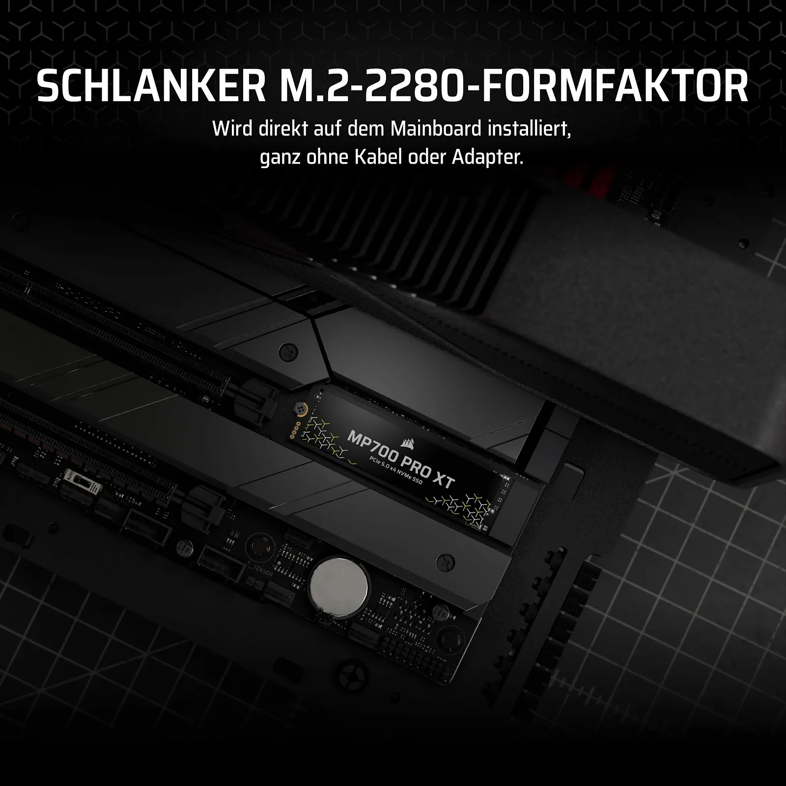 SSD Corsair MP700 PRO XT 1 ТБ PCIe 5.0 NVMe M.2 Black, фото №6 SSD Corsair MP700 PRO XT 1 ТБ PCIe 5.0 NVMe M.2 Black, фото №6