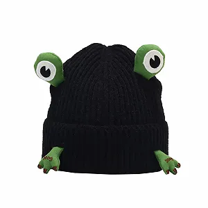 Шапка-біні В'язана Капелюх з мультяшним жабеням для дівчинки, ковбойський стиль - Фото 1