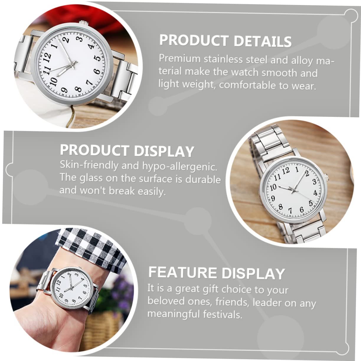 Часы LIFKOME Парные часы Современные часы Кварцевые Серебристый, серебристый (2 шт.), фото №5