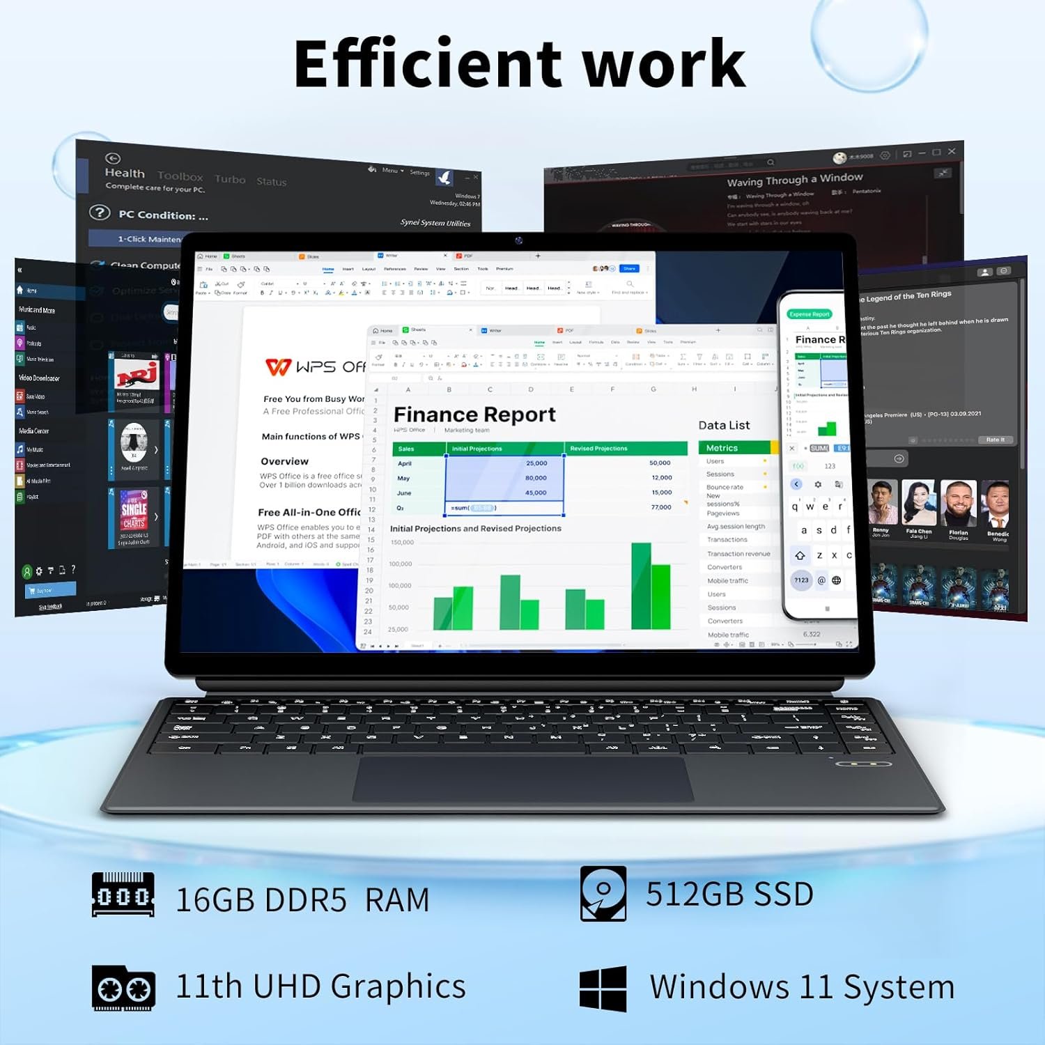 Планшет 14" Full HD KUMNOSAL X3 16/512GB 4 ядра Windows 11 Pro 5000 mAh Серый, фото №3