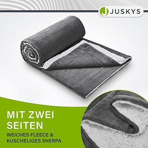 Одеяло Juskys Флисовое 150 x 200 см с шерпой Пушистое, теплое, моющееся Одеяло для кровати и дивана Покрывало, уютное одеяло темно-серое synthetic.ua - Фото 1
