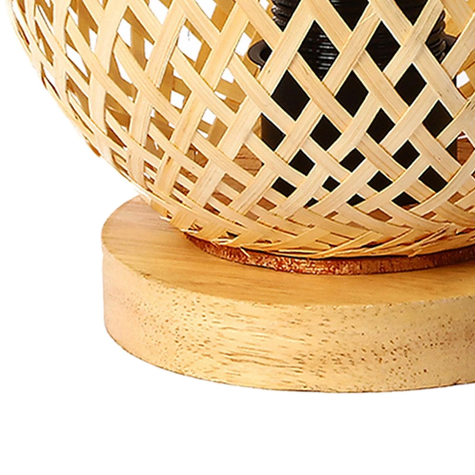 Настільна лампа perfk Rattan Плетена з дерев'яною основою в японському стилі, фото №7