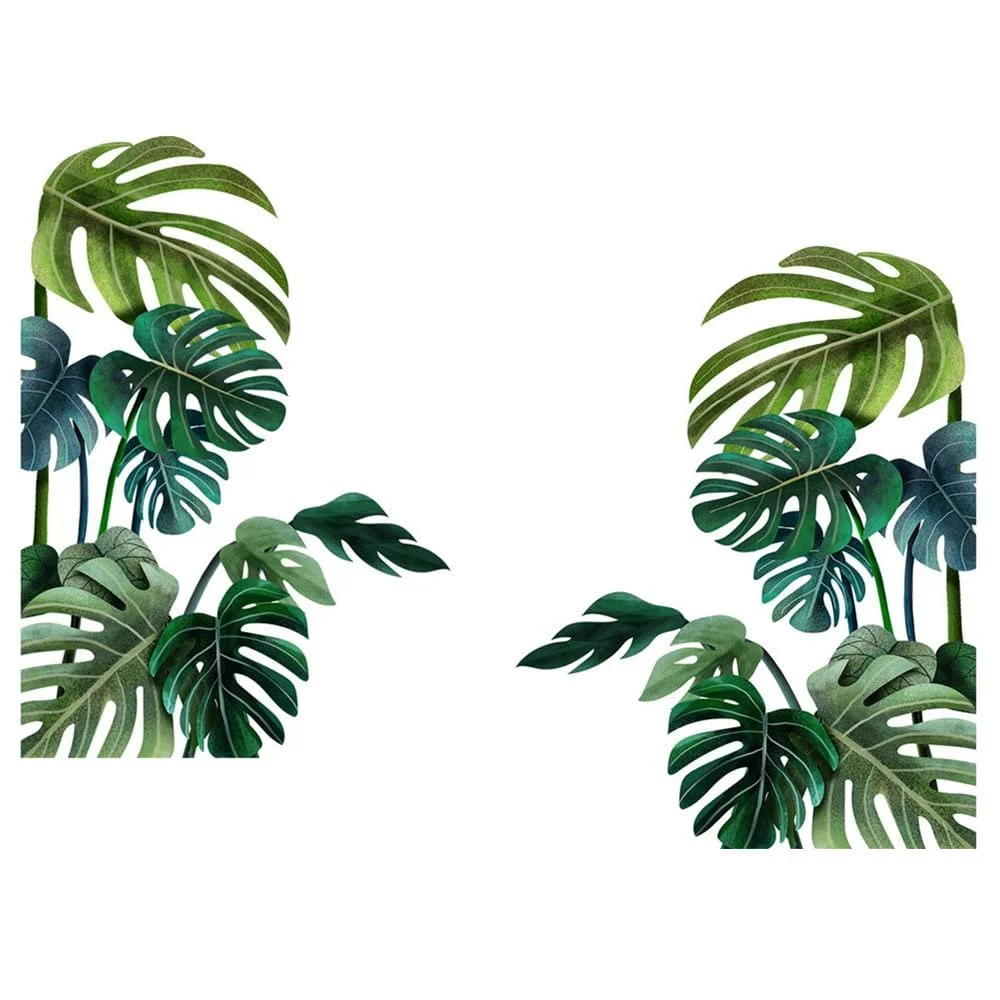 Наклейка на стіну Tropical Green Leaves Plant Turtle Leaf DIY Велика Зелена, фото №1