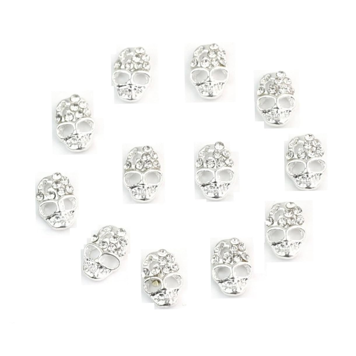 Наклейки на ногти FRCOLOR 12 шт., Стразы, наклейки на ногти на Хэллоуин, украшения для ногтей, готические черепа, подвеска на ногти в форме черепа, винтажная 3D маска, фото №5