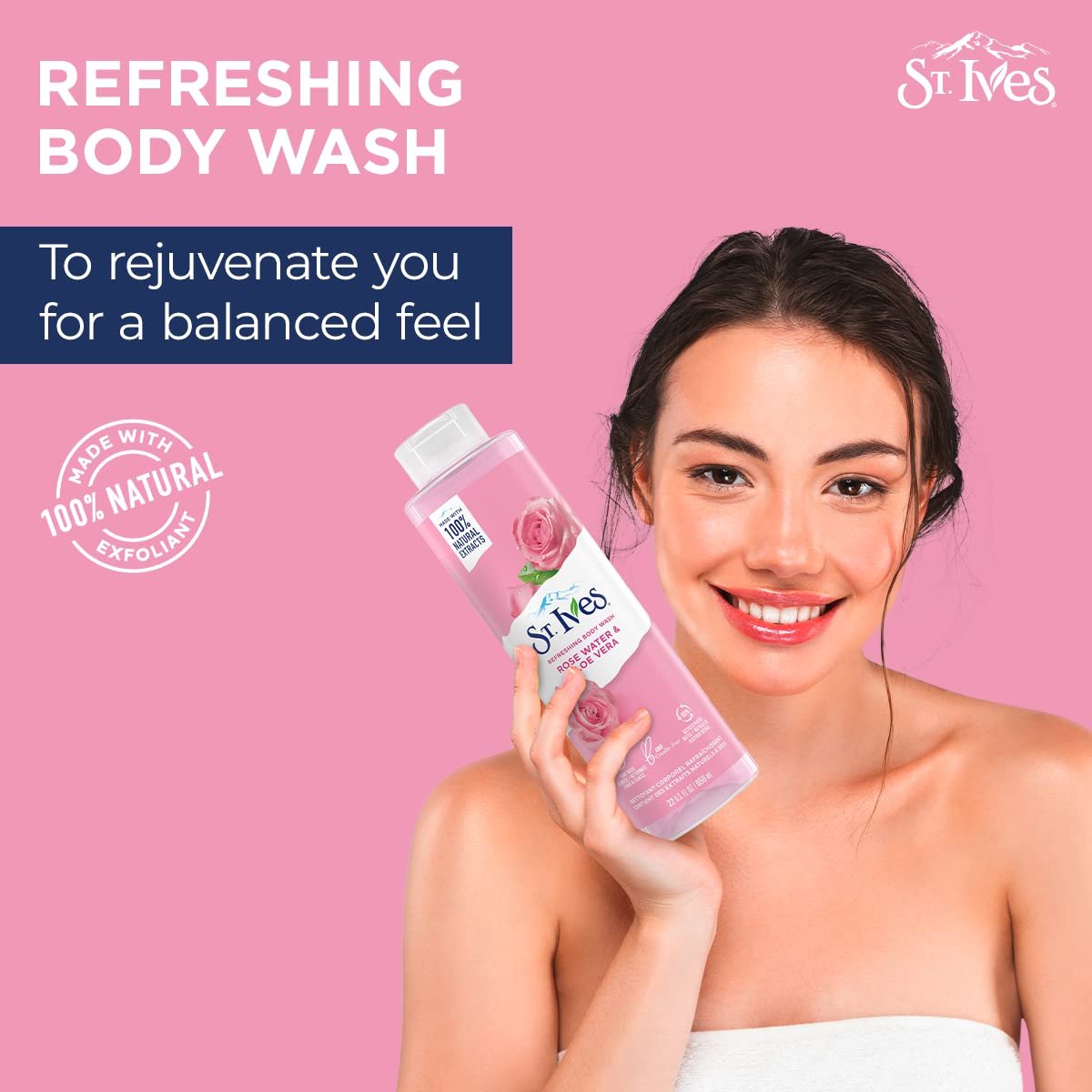 Гель для душа St. Ives Refreshing Rose Water and Aloe Vera 650 мл 473 мл, фото №8