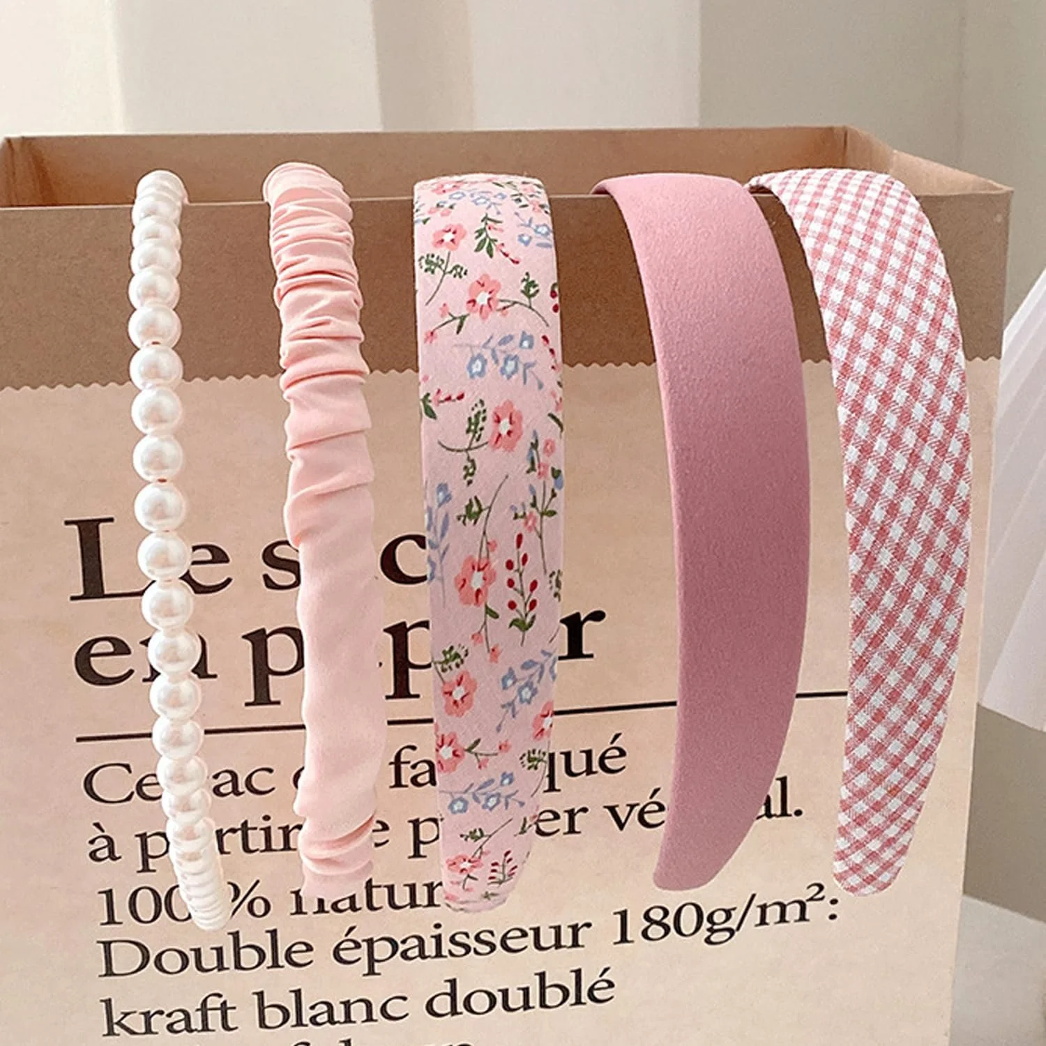 Набір з 5 обручів на голову з перлами та квітковим візерунком, фото №6