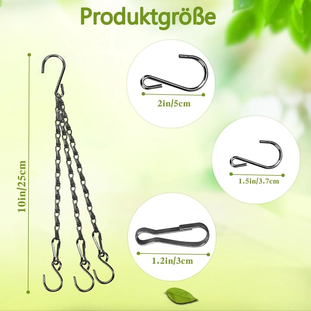 Ланцюг для підвісних кошиків 10 штук 11.4 дюйма метал з S-подібними гачками Black, фото №2