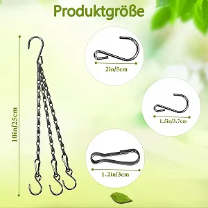 Ланцюг для підвісних кошиків 10 штук 11.4 дюйма метал з S-подібними гачками Black synthetic.ua - Фото 1