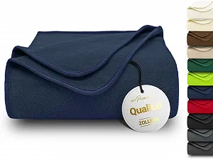 Покривало ZOLLNER М'яка 130 x 170 см Темно-синя - Фото 1