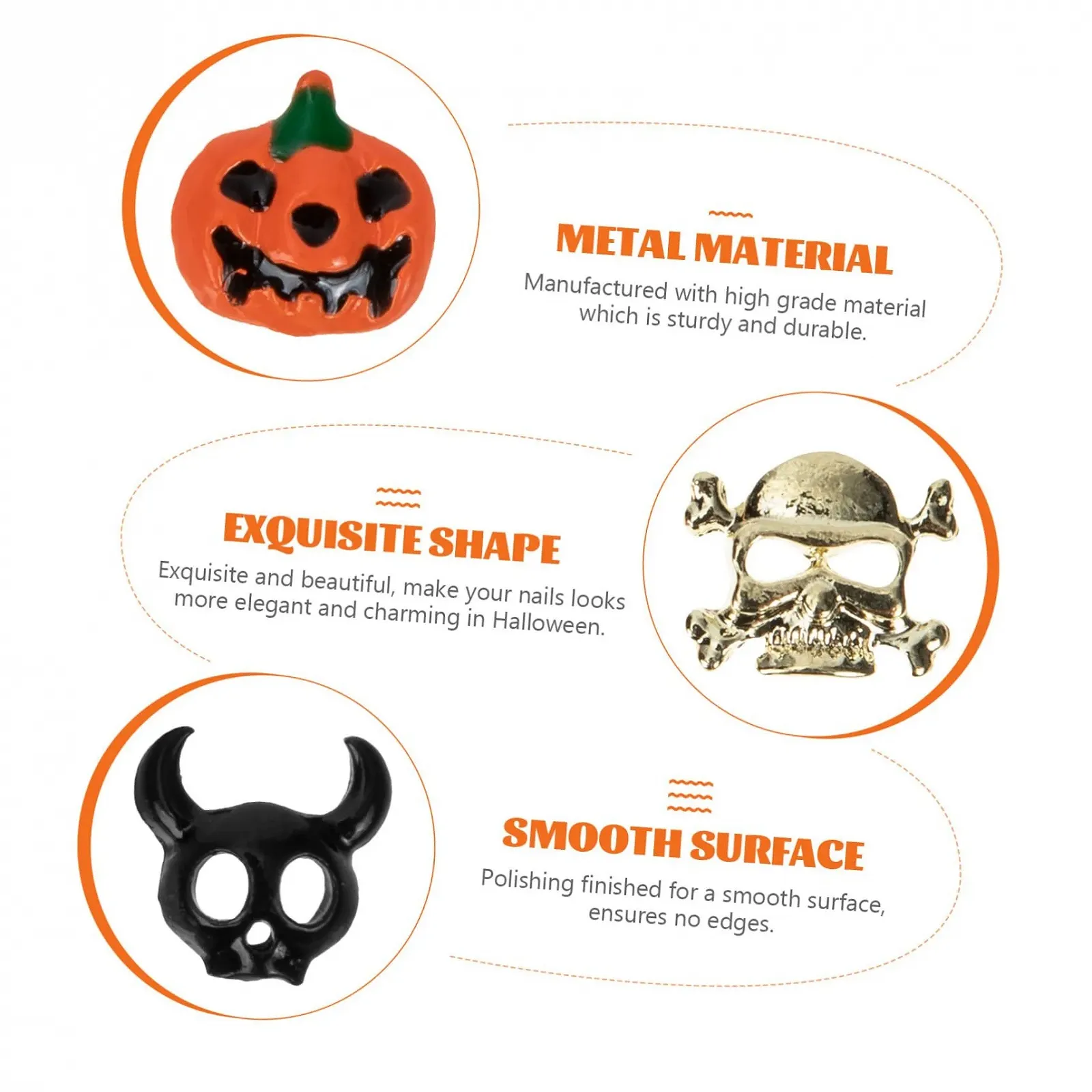 Аксессуары для дизайна ногтей Beavorty 100 шт., Подвески для ногтей, Уникальные украшения для ногтей Каваи, Подвески для ногтей на Хэллоуин, Скелет, Заклепки, фото №5