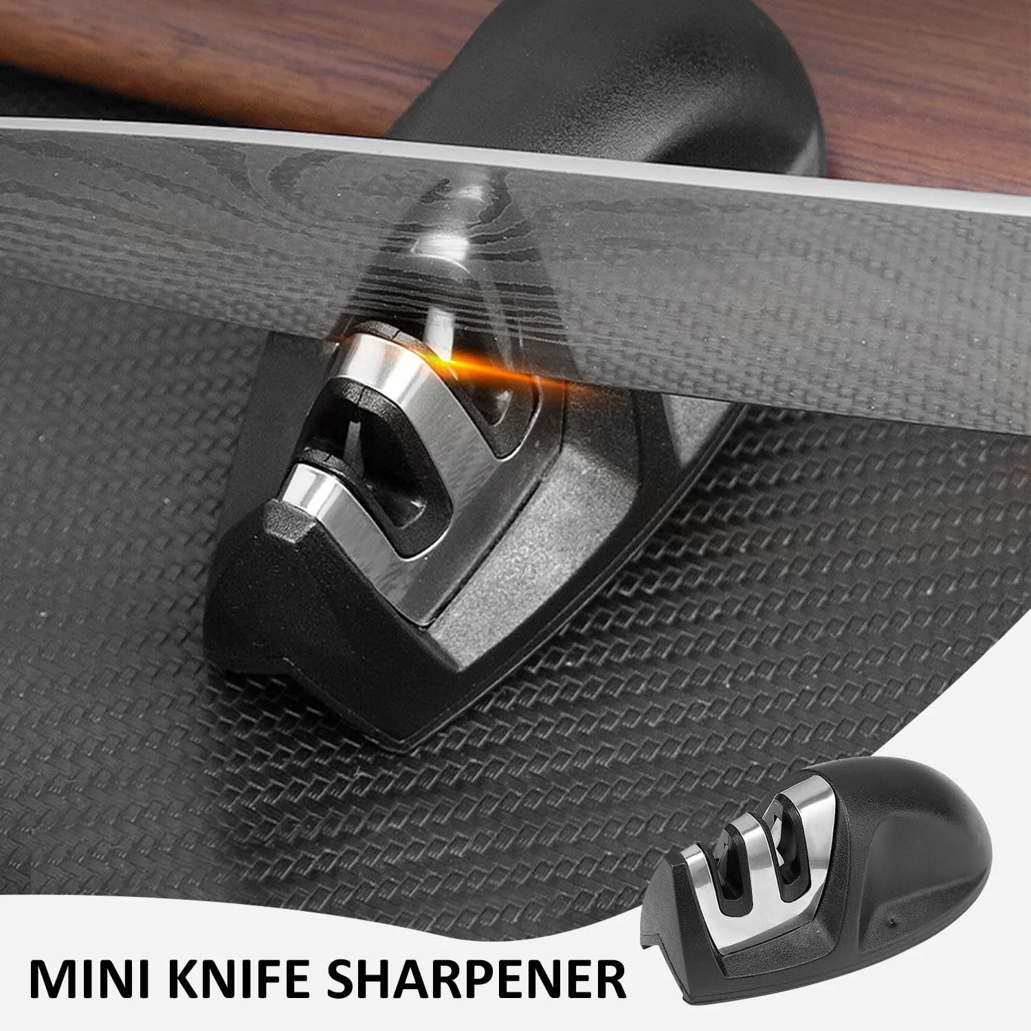 Точилка для ножів ручна портативна міні 9.5 x 4.5 см Чорна, фото №6