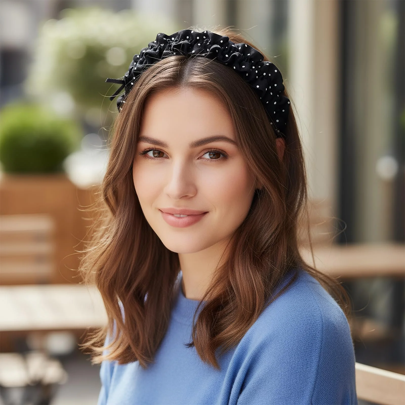 Обруч на голову в горошок, 2 шт, в горошок, фото №5