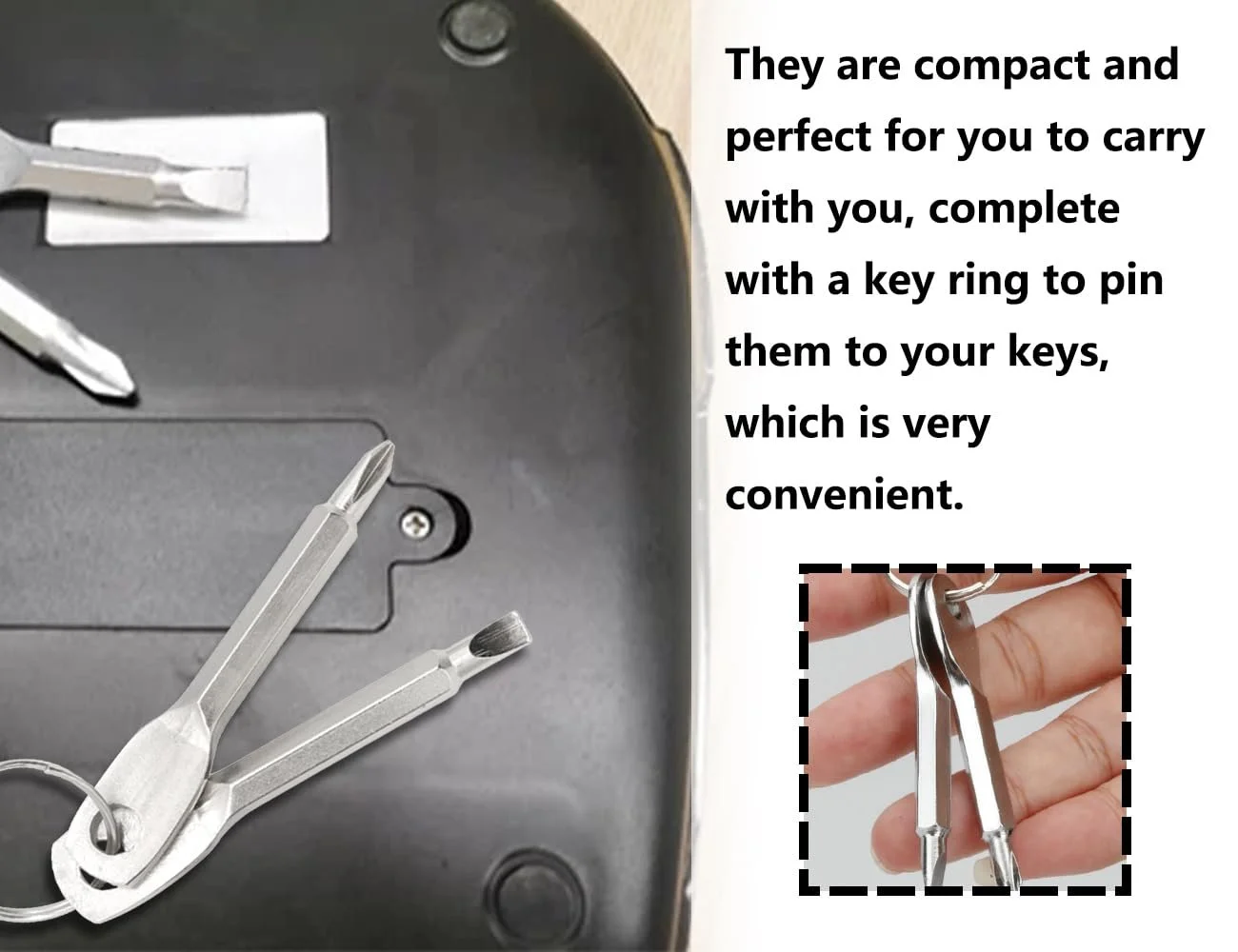 Викрутка KAPSING Mini, Багатофункціональна викрутка-брелок, Набір з 2 портативних Phillips і плоскої викрутки (1 набір), фото №5