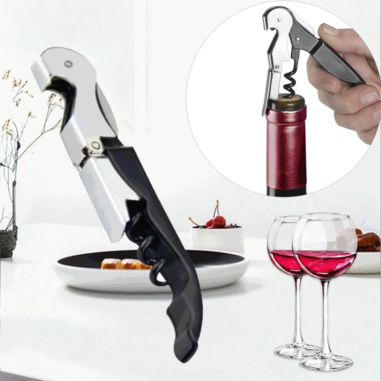 Штопор Jinpojun Багатофункціональний з нержавіючої сталі Чорний, фото №3