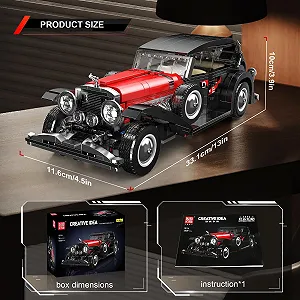 Конструктор Mould King Винтажный Автомобиль MOC Technik 10114, набор строительных блоков, модель спортивного автомобиля, набор блоков для зажима для детей/взрослых коллекционеров (1308+) synthetic.ua - Фото 1