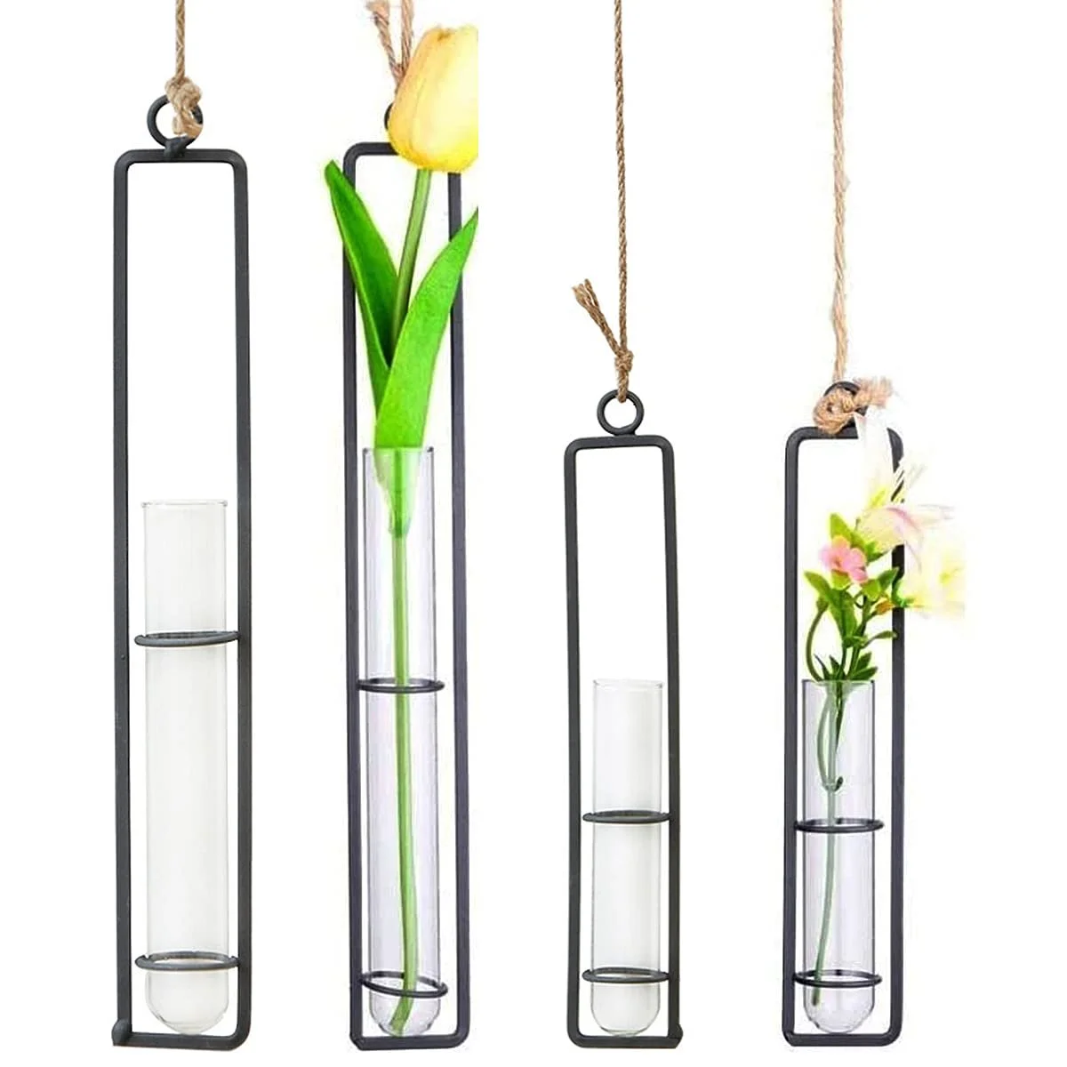 Пробірки для квітів підвісні 4 шт. ваза з отвором для підвішування Black, фото №1