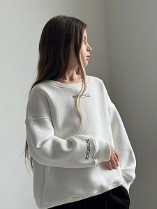 Стильный свитшот — шоколадный, бежевый и молочный — от 140 см до 164 см - Фото 1