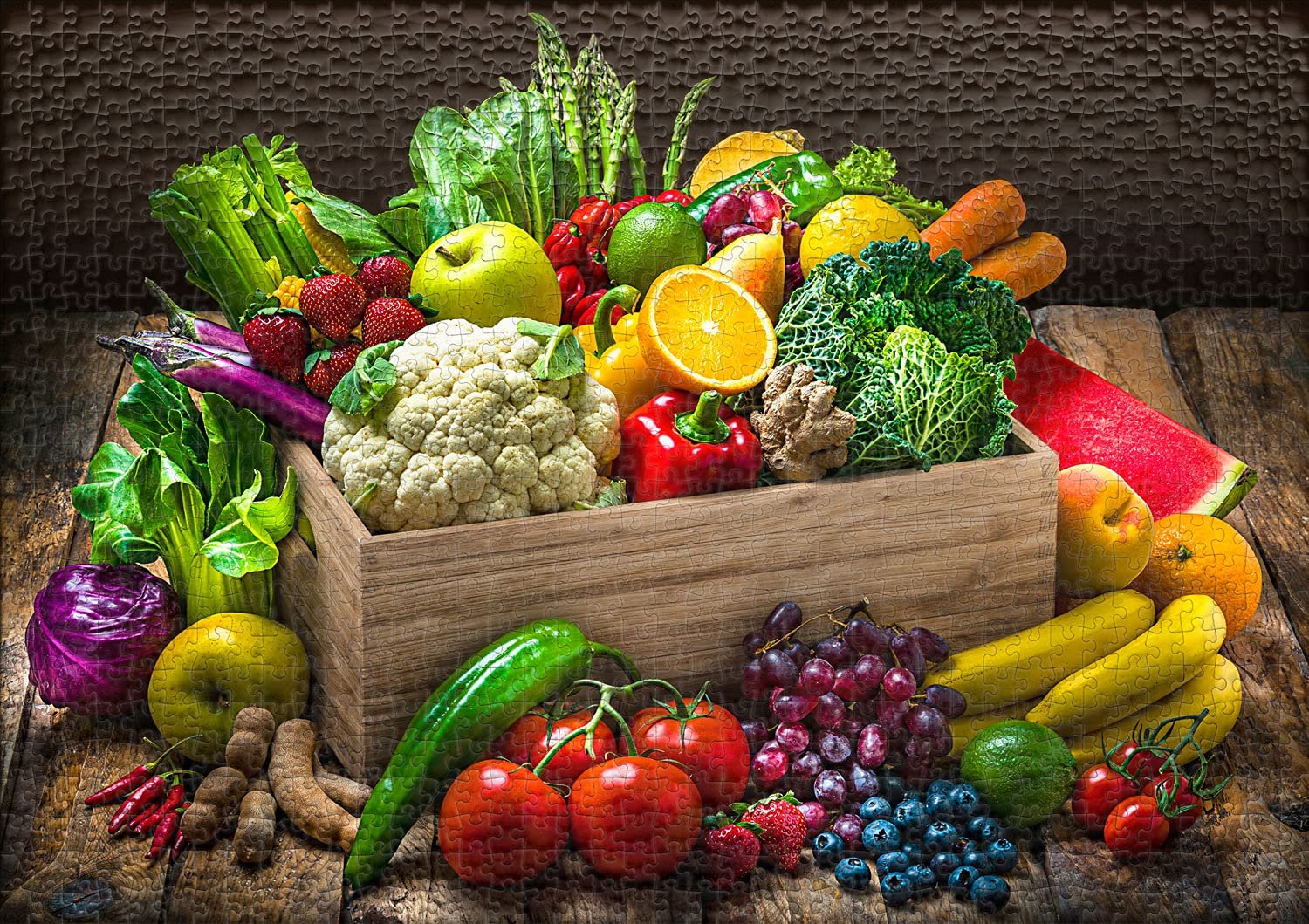 Пазл Ulmer Puzzleschmiede Rich Harvest 1000 элементов Натюрморт Овощи и фрукты Кухня, фото №2