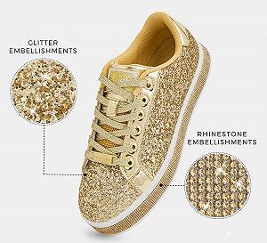 Жіночі Кросівки на платформі LUCKY STEP Glitter Блискучі Ошатні для весілля synthetic.ua - Фото 1