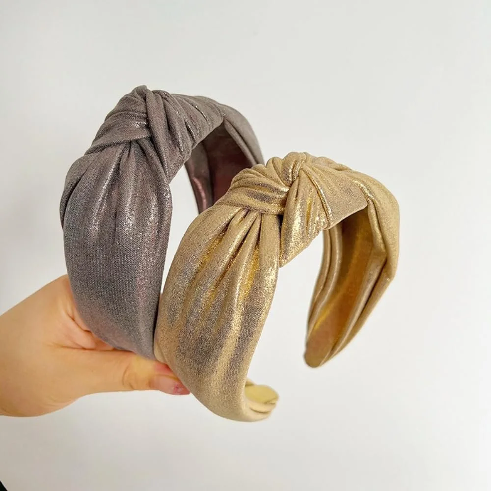 Обруч Блискучий з Вузлами Вінтажний Еластичний Золотий, 5 см, фото №4 Обруч Блискучий з Вузлами Вінтажний Еластичний Золотий, 5 см, фото №4
