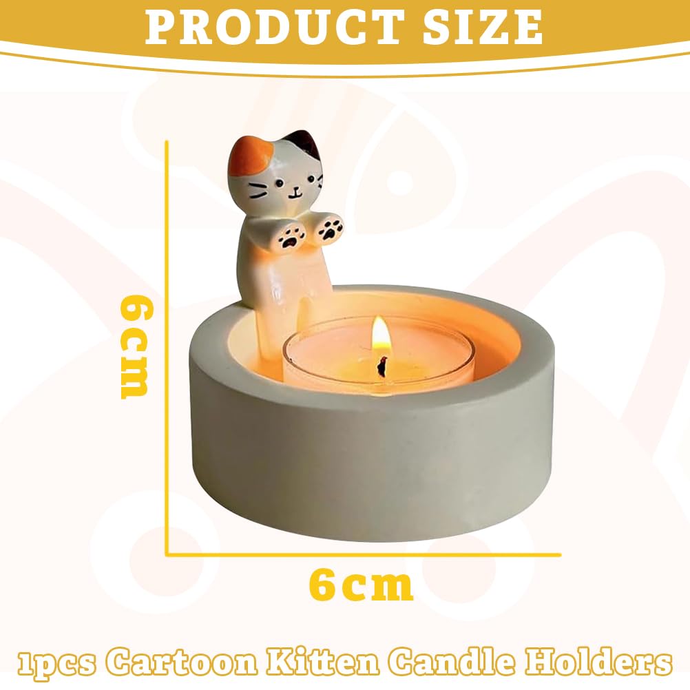 Подсвечник Cartoon Kitten Cartoon Cat Cartoon Cats с согревающими лапками, милый ароматический держатель свечей, подарки для любителей кошек, фото №2