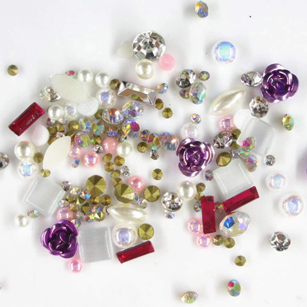 Наклейки для дизайну нігтів Квітка троянди Штучні перли Стрази 3D DIY, фото №5