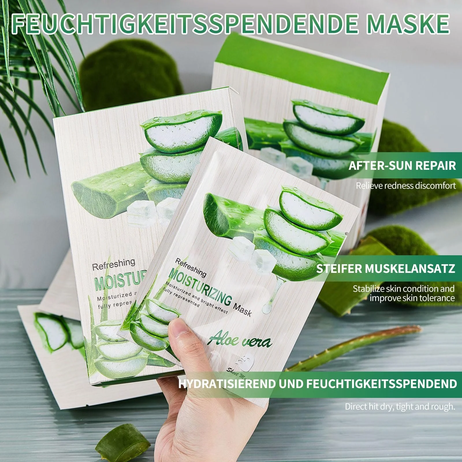 Тканинна Маска для обличчя Shefave Aloe Vera, Зволожуюча (30 мл x 10 Штук), фото №4 Тканинна Маска для обличчя Shefave Aloe Vera, Зволожуюча (30 мл x 10 Штук), фото №4