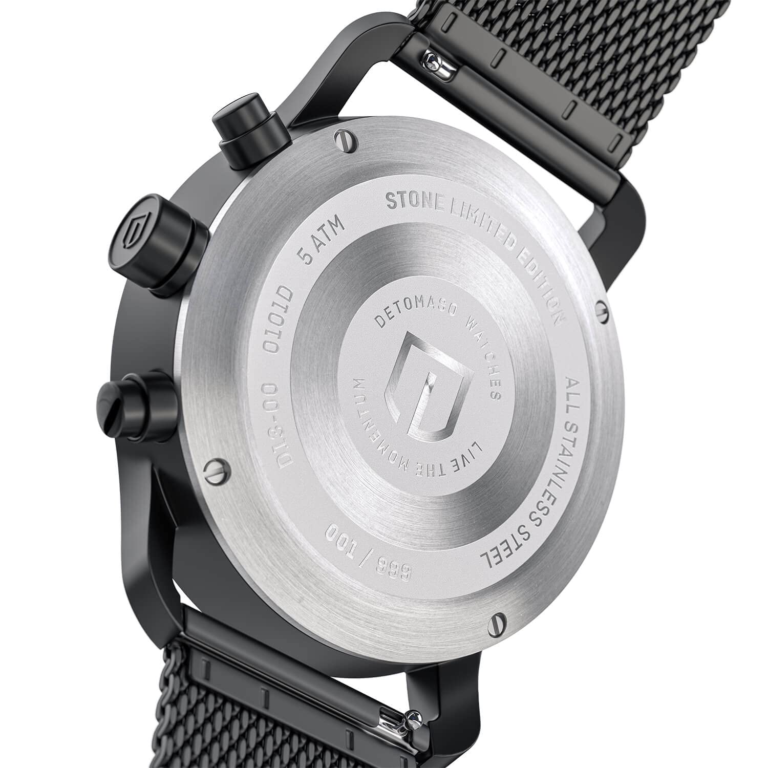 ДеТомасо Сорпассо Хронограф Лимитированная Серия ROCCE Черные Мужские Часы Аналоговые Кварцевые Mesh Миланский Золото, Черный, Браслет, фото №4