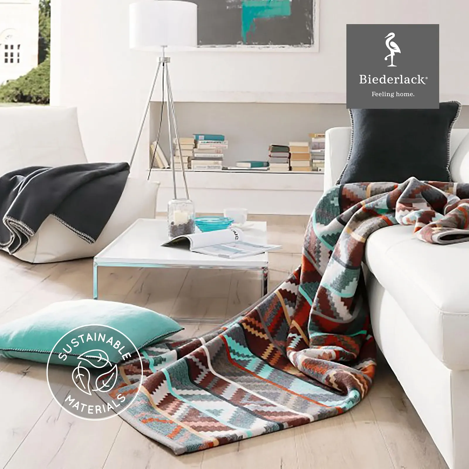 Плед Biederlack Fluffy Cuddly Ethnic Prism I Сделано в Германии I Oeko-Tex Made in Green I Плед из хлопковой смеси в этническом стиле I Плед для дивана 150 x 200 см I Экологически чистое производство, фото №4