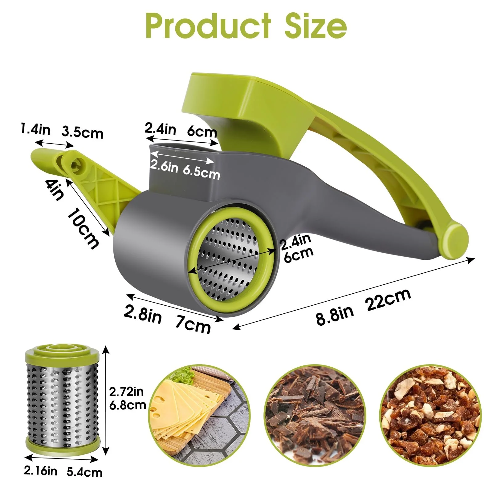 Терка для сиру MASTERTOP з ручкою, 4-в-1 ротаційна, фото №2