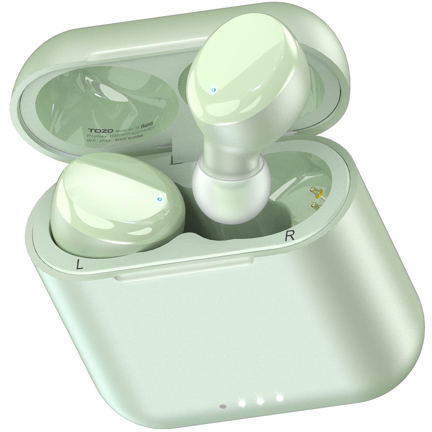 Bluetooth наушники TOZO T6 In-Ear сенсорное управление с зарядным футляром, водонепроницаемость IPX8, микрофон, для спорта, фото №1