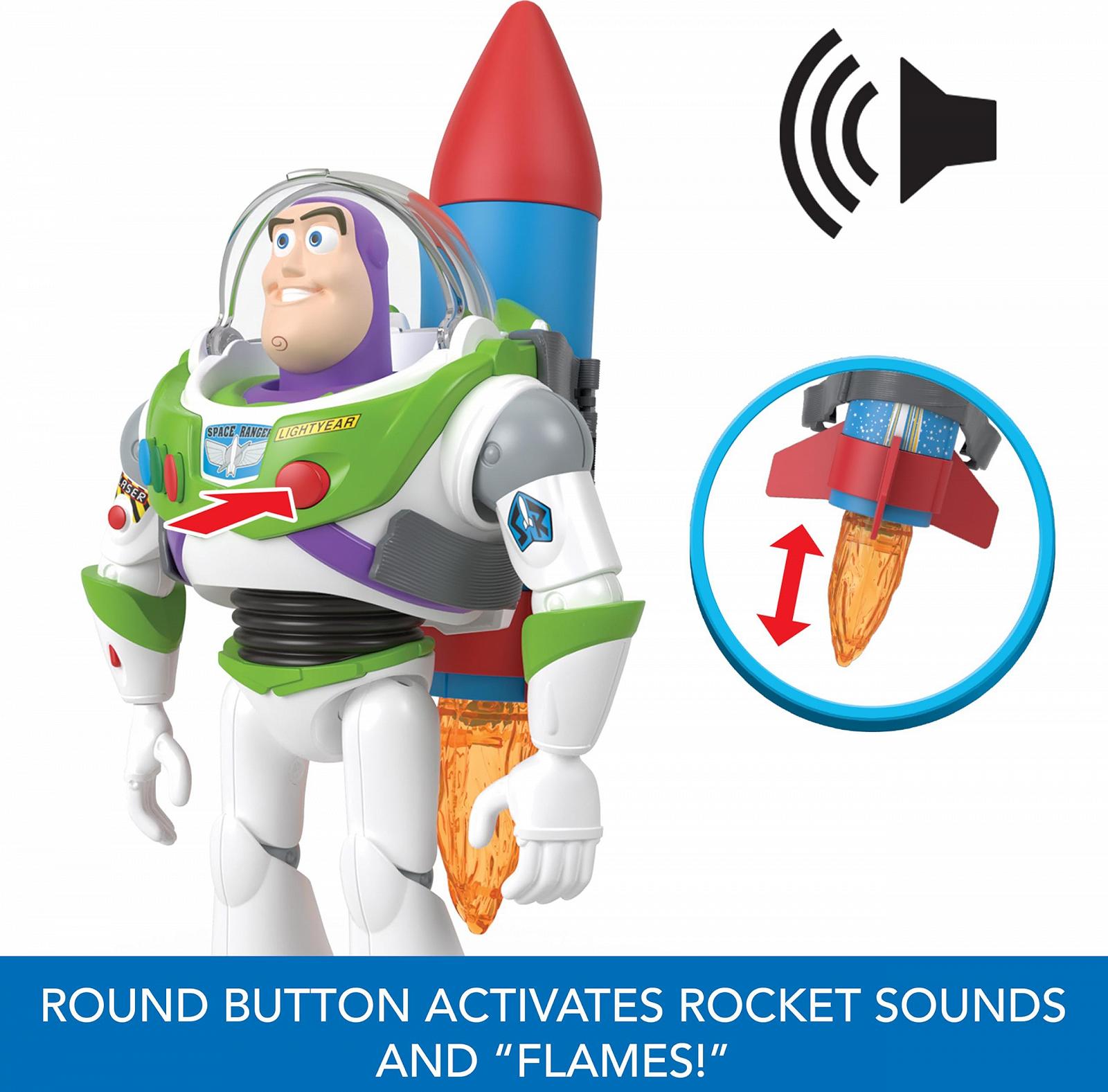 Ігрова Фігурка Mattel Disney and Pixar Toy Story Базз Лайтер 30,5 см з ракетою та 20+ звуками, Rocket Rescue Pack Buzz Pack, HTR73, різнокольоровий, фото №5