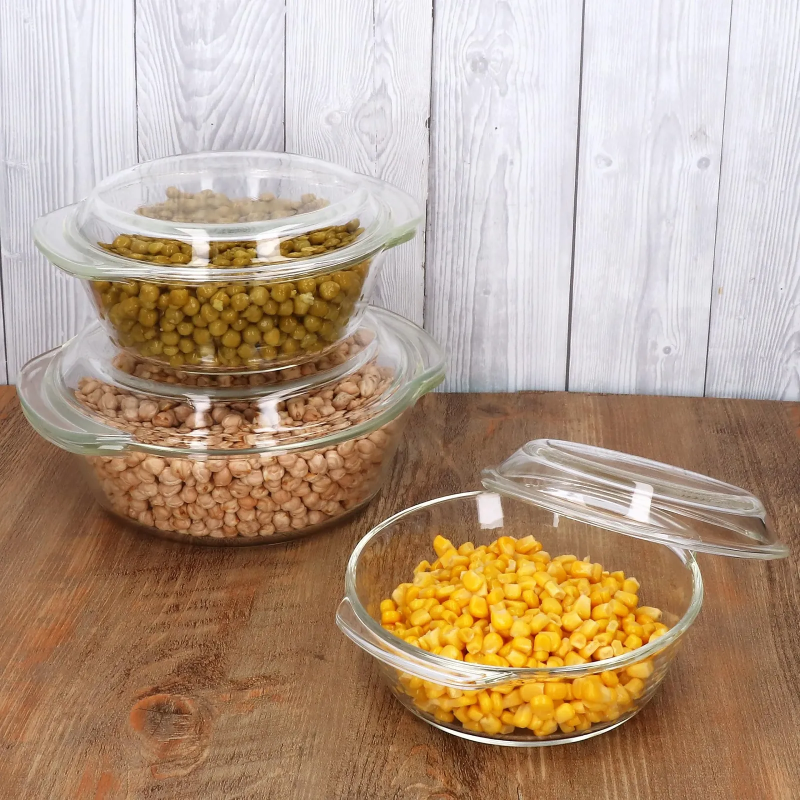 Набір форм для запікання MamboCat 3 предмети 0,7 л, 1 л та 1,5 л з кришками, круглі, боросилікатне скло, фото №5