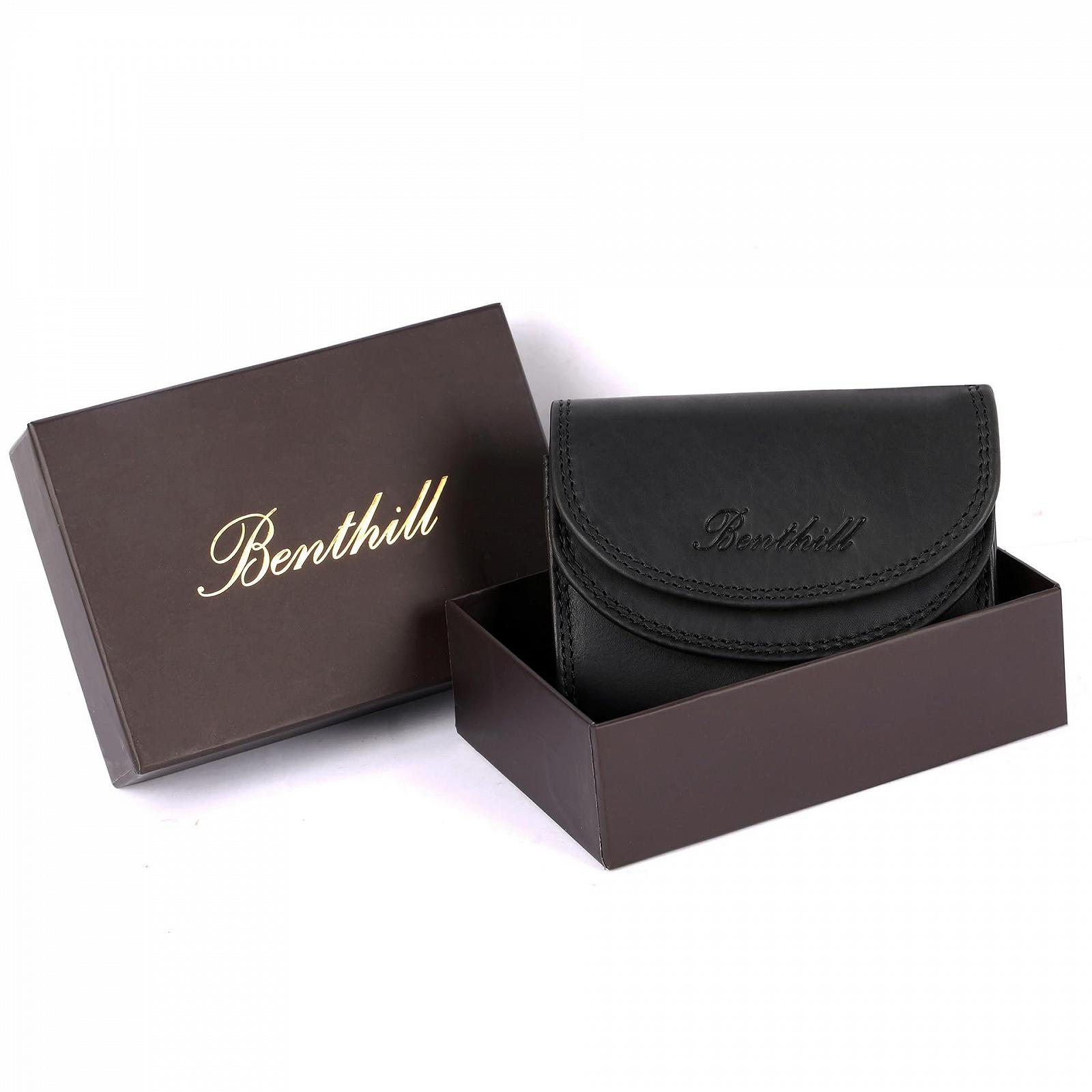 Кошелек Benthill Маленький Кожаный RFID Черный Классический, фото №6