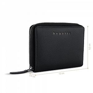 Гаманець жіночий Bugatti Mira зі справжньої шкіри на блискавці з RFID захистом, чорний synthetic.ua - Фото 1