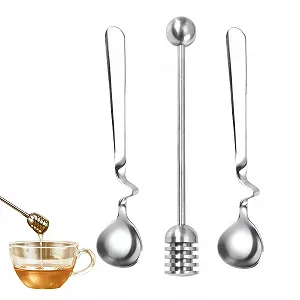 Ложка для меда Нержавеющая сталь 3 шт Палочка для размешивания джема, йогурта, меда, сиропа - Фото 1