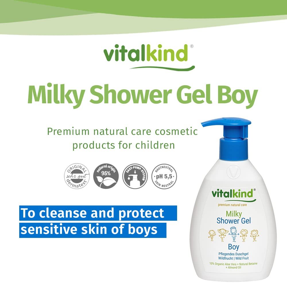 Гель-молочко для душу Vitalkind Premium Natural Care Milky Shower Gel Boy для дітей, фото №2