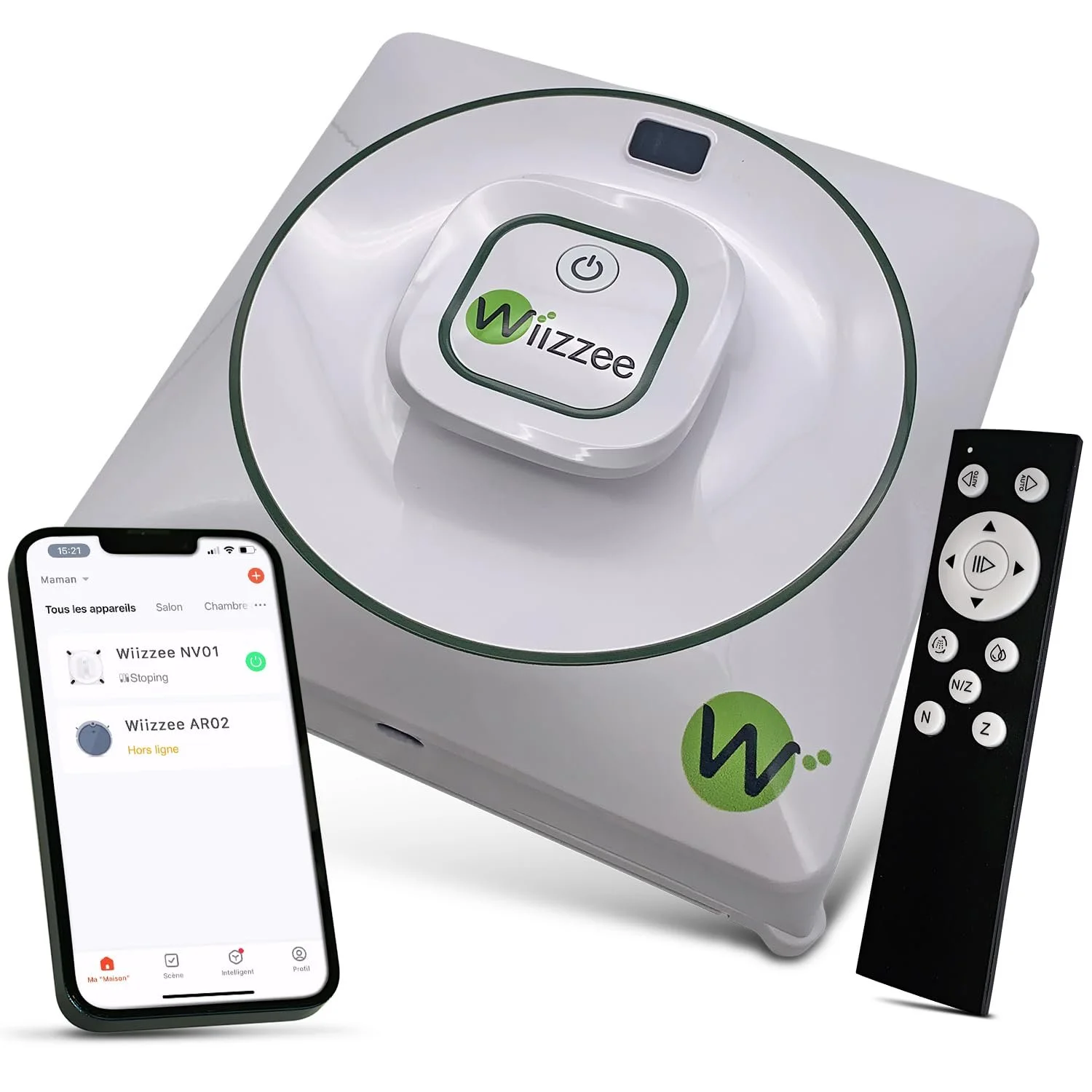 Робот для миття вікон Wiizzee NV-01, Slim, Тихий, 3 режими прибирання (N/Z/NZ), Керування через додаток, Дистанційне керування, Білий, фото №1