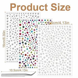 Самоклеючі блискучі камені для обличчя Діаманти для рукоділля 1 пінцет, прикраси та святкові аксесуари synthetic.ua - Фото 1