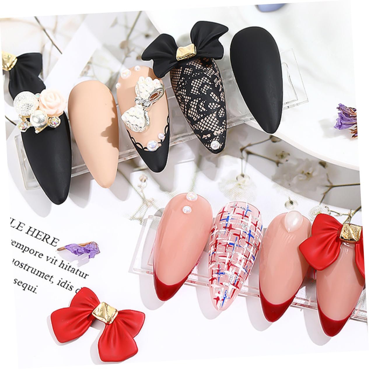 Набір прикрас для нігтів Healeved 18 шт, банти, аксесуари для манікюру, випадкові дизайни, фото №6