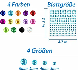 Самоклеючі блискучі камінці, 2300 штук, блискучі діаманти для макіяжу обличчя, прикрас та святкових аксесуарів, 14 аркушів synthetic.ua - Фото 1