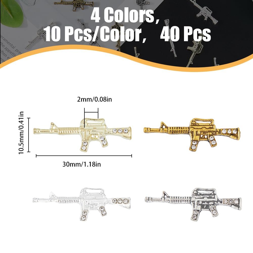 Форма пістолета, 40 шт різних кольорів прикраси для нігтів, фото №2