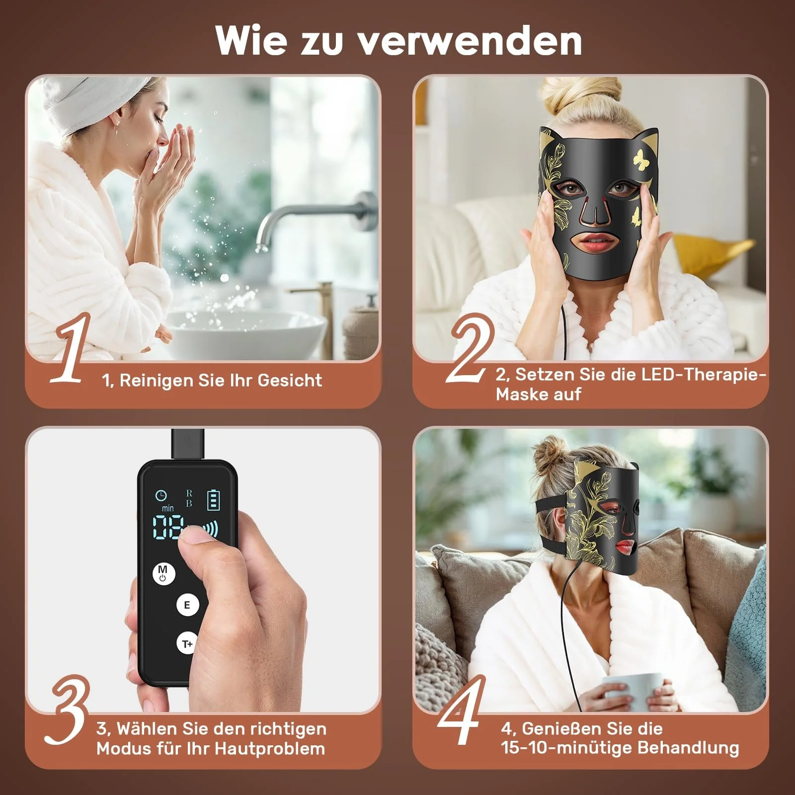 LED Лампа Красного Света для Лица с Охлаждающей Маской 1+7: Ближний Инфракрасный Свет + 7 Цветов LED Светотерапия, фото №9