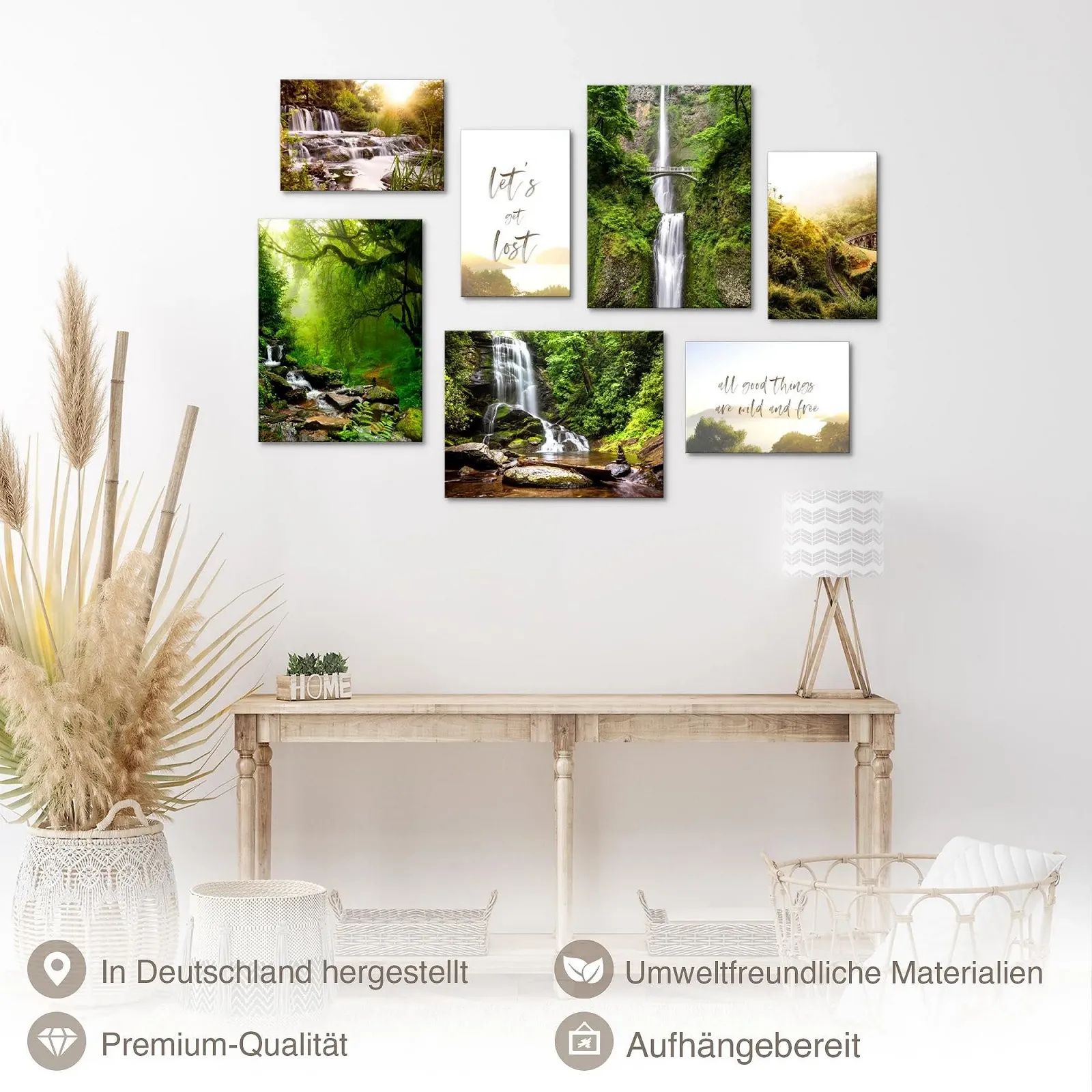 Настінна картина Novart Лісовий водоспад 7 панелей N033971a Зелена, фото №2 Настінна картина Novart Лісовий водоспад 7 панелей N033971a Зелена, фото №2