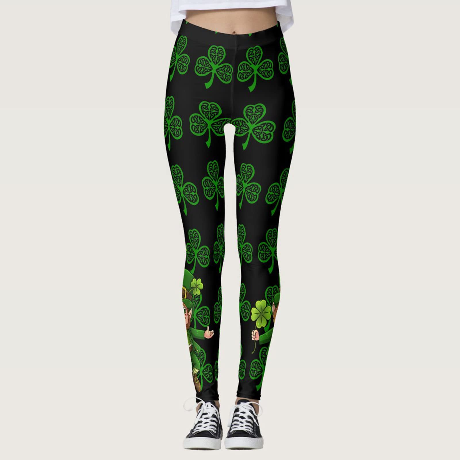 Легінси St Patrick's Day Paddystripes Lucky Для жінок, принт Shamrock, Для йоги, компресійні спортивні ірландські колготки Shamrock, безшовні, фото №3