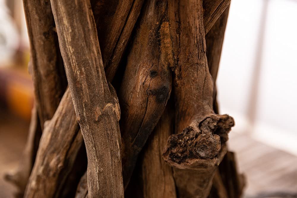 Настольная лампа Riess Ambiente Harmony Nature массив дерева 50 см бежевый тик с льняным абажуром, фото №9