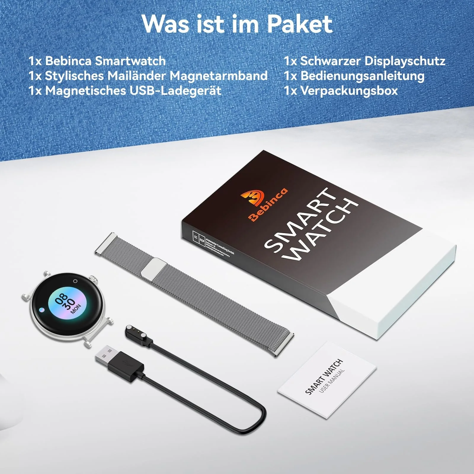 Смартгодинник Bebinca Жіночий Функція телефона, 1.32 Дюйми HD Квадратний, фото №8